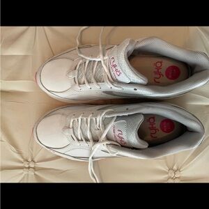 Ryka White Sneakers with Pink Logo